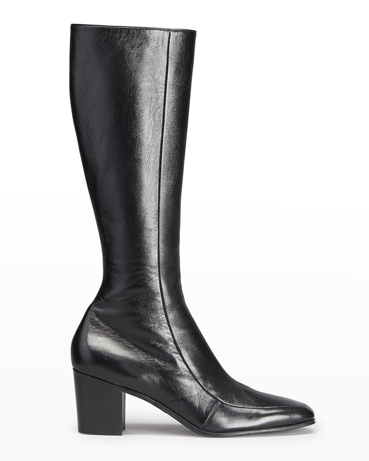Saint Laurent 70mm Otto Zip-up Leather Tall Boots In Black