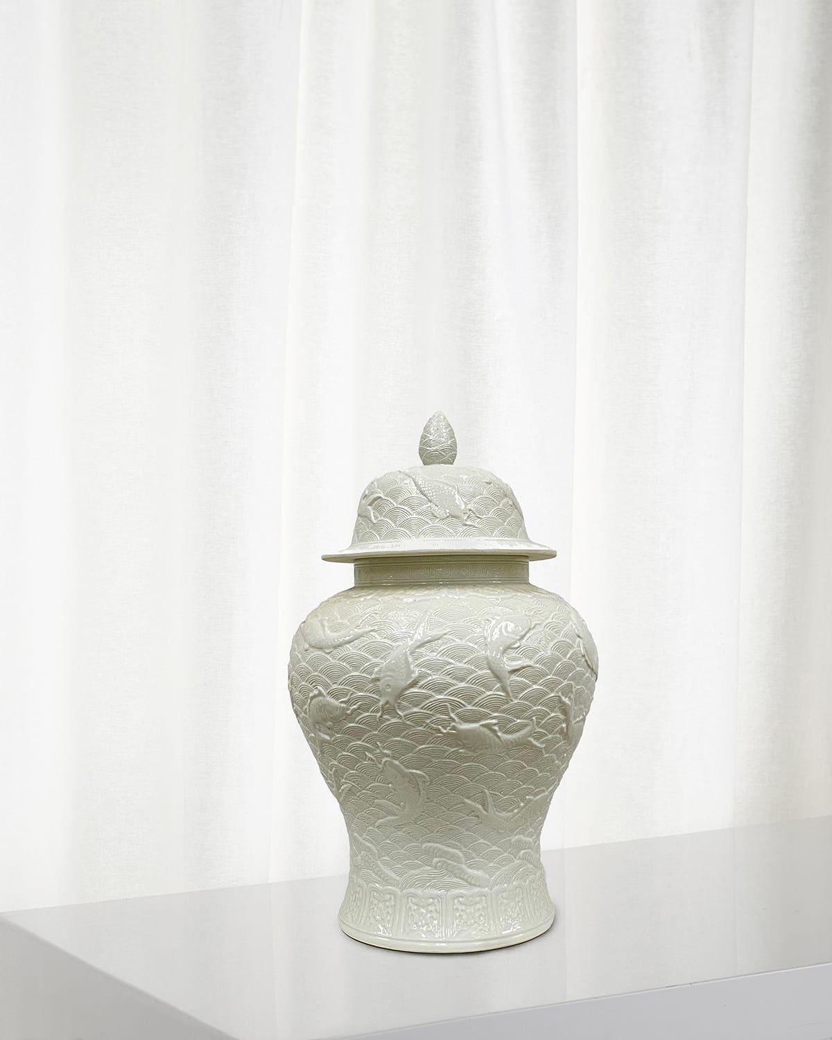 Shop Winward Home Koi Relief Pot - 23" In White