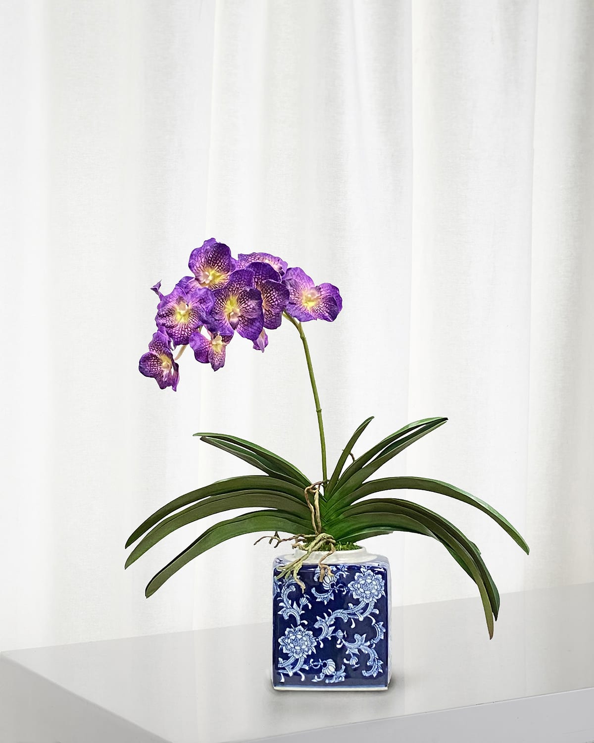 Shop Winward Home Vanda Faux Orchid In Square Pot In Purple