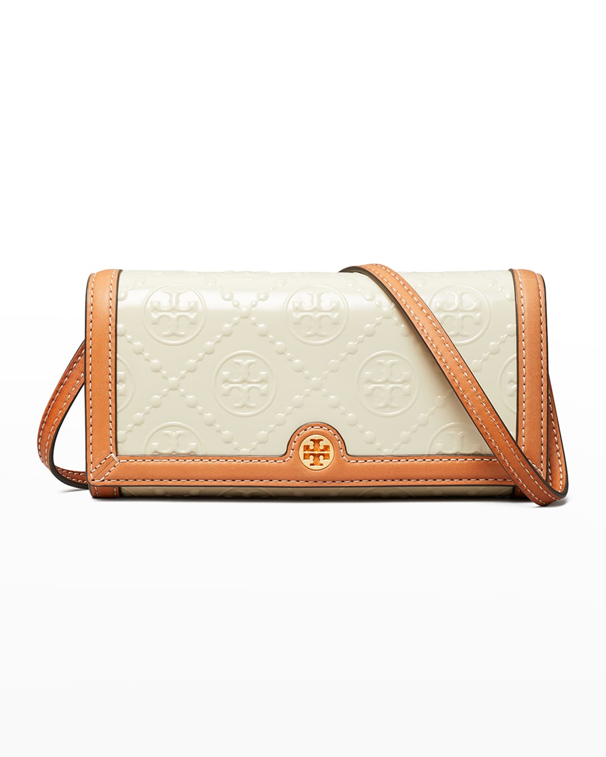 TORY BURCH T MONOGRAM PATENT WALLET ON CHAIN