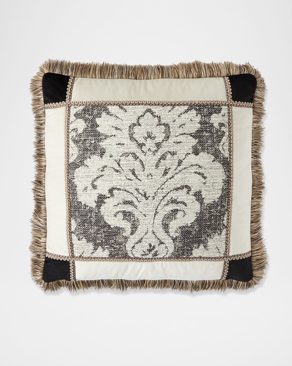 Austin Horn Collection Elliman Patched 20" Pillow In Black/cream