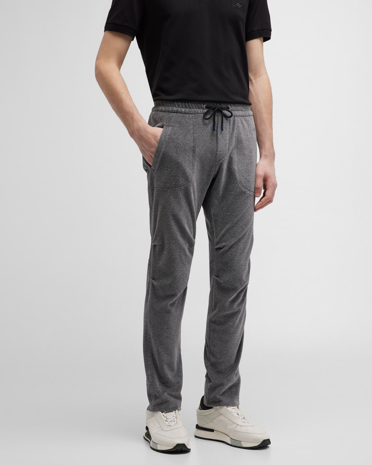 KNT Men's Gray Velvet Drawstring Pants