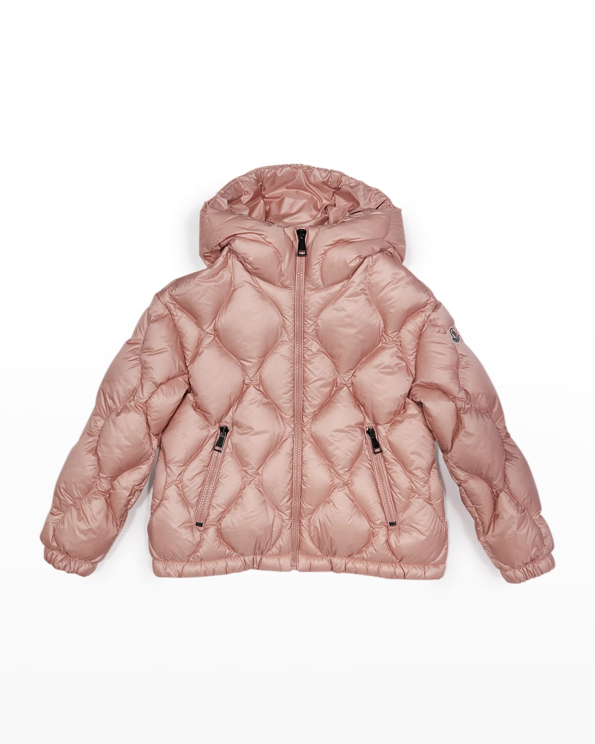 Moncler Kids' Girl's Anthon Onion Quilt Hooded Jacket In Pink ModeSens