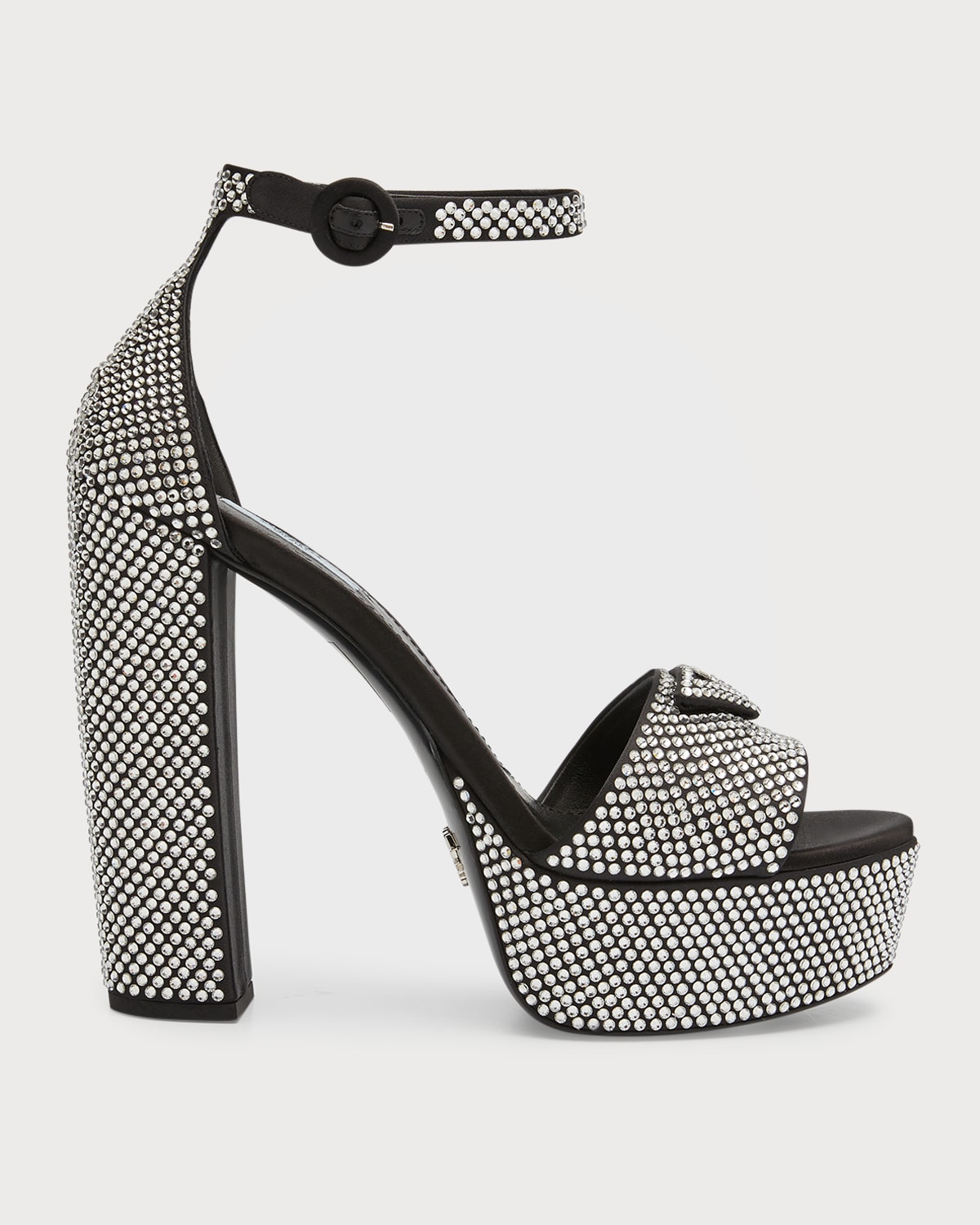 Prada Crystal Ankle-strap Platform Sandals