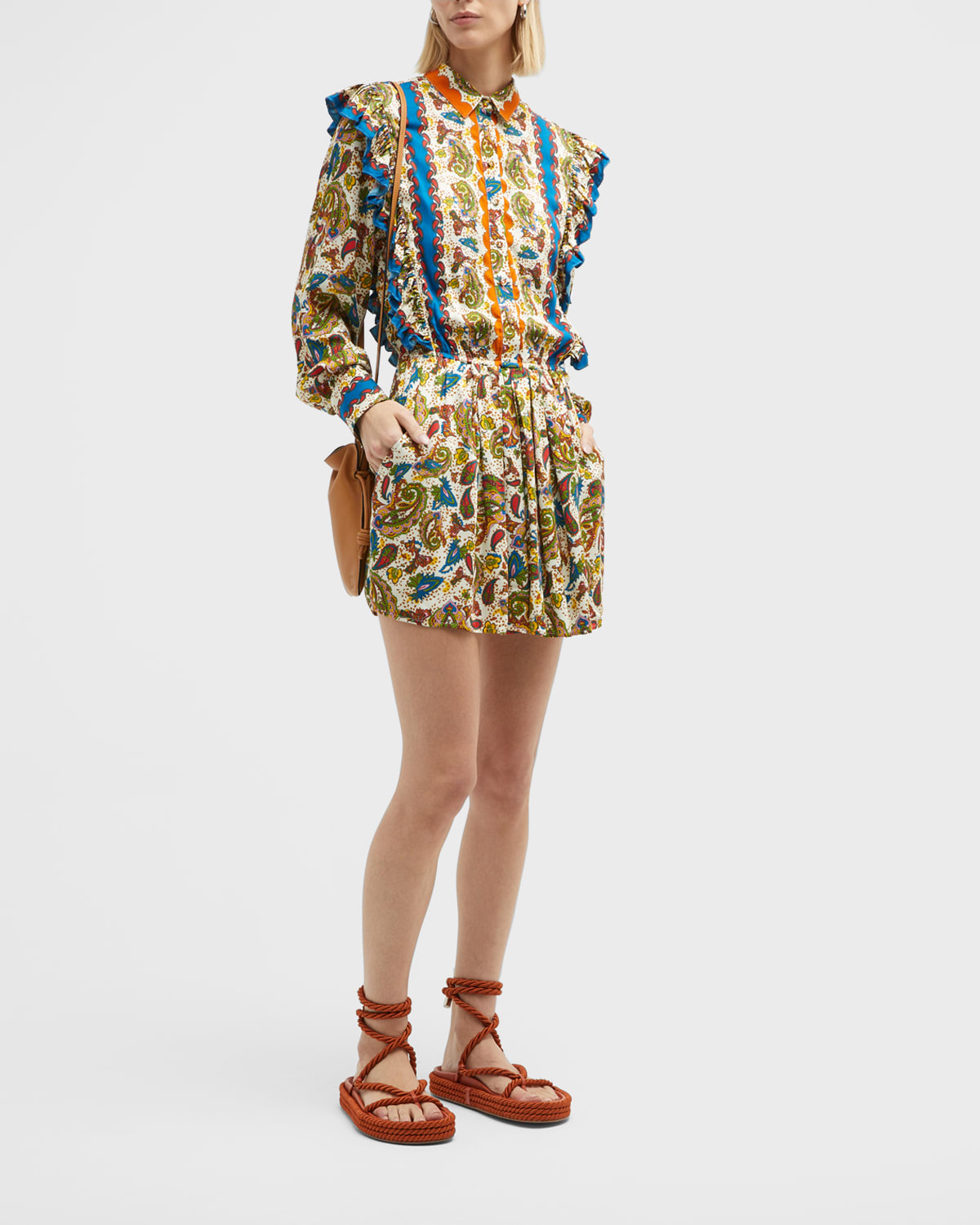 Carolina K Lais Button-Front Printed Mini Dress