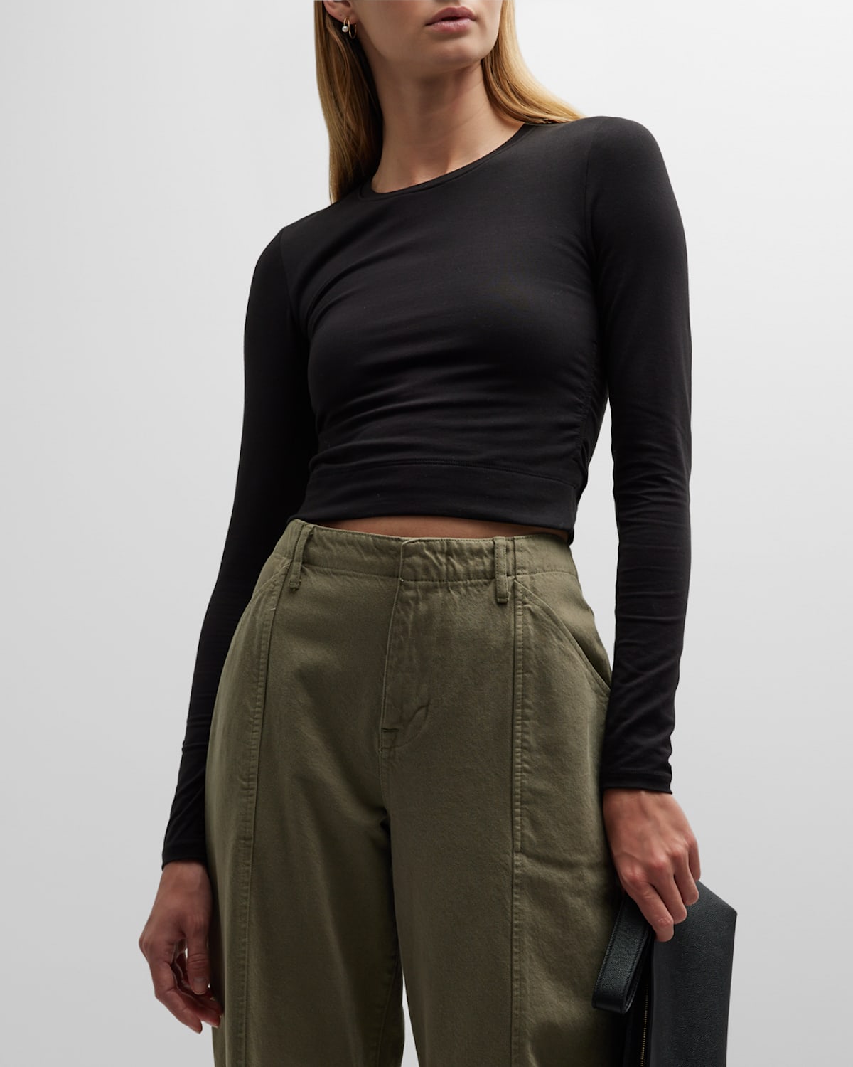 Ruched-Side Pima Cotton Crop Top