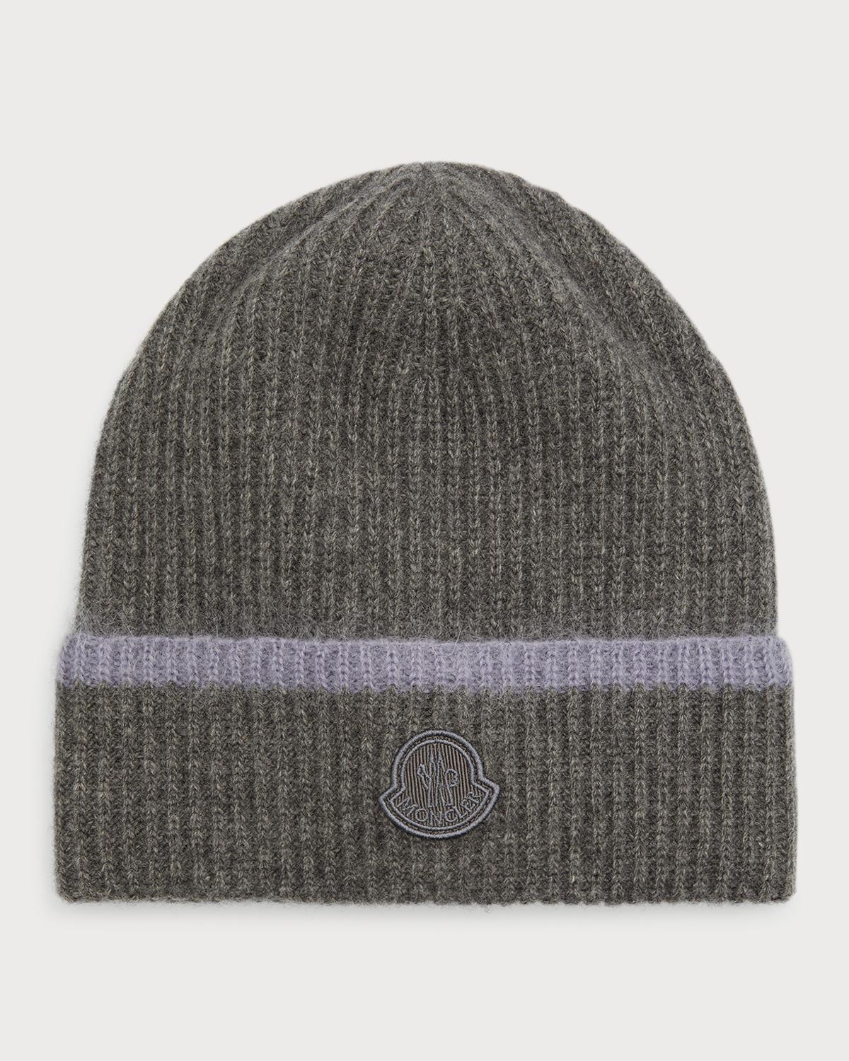 Moncler Logo Wool Knit Beanie In Grey | ModeSens