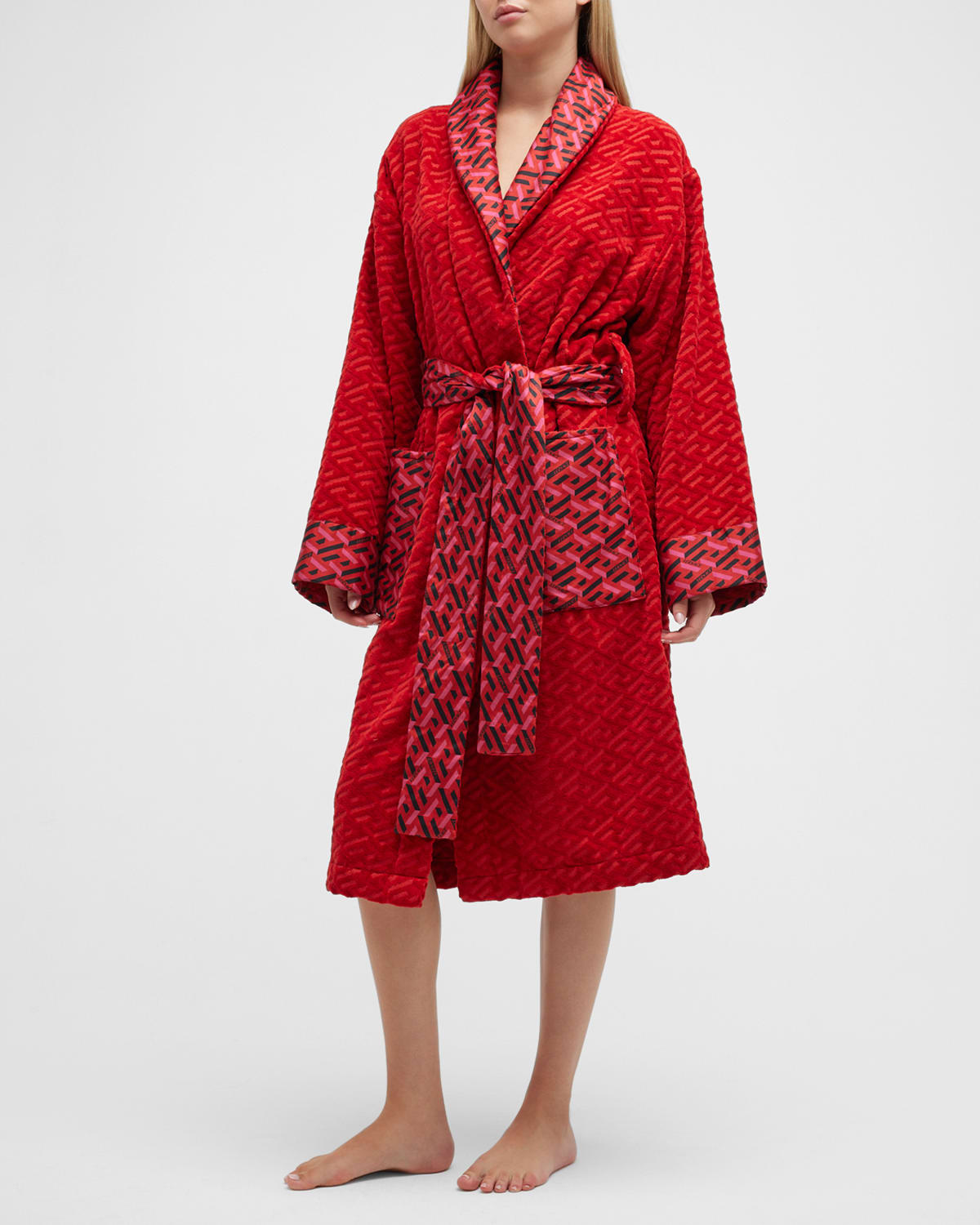 VERSACE GRECA TERRY COTTON BATHdressing gown