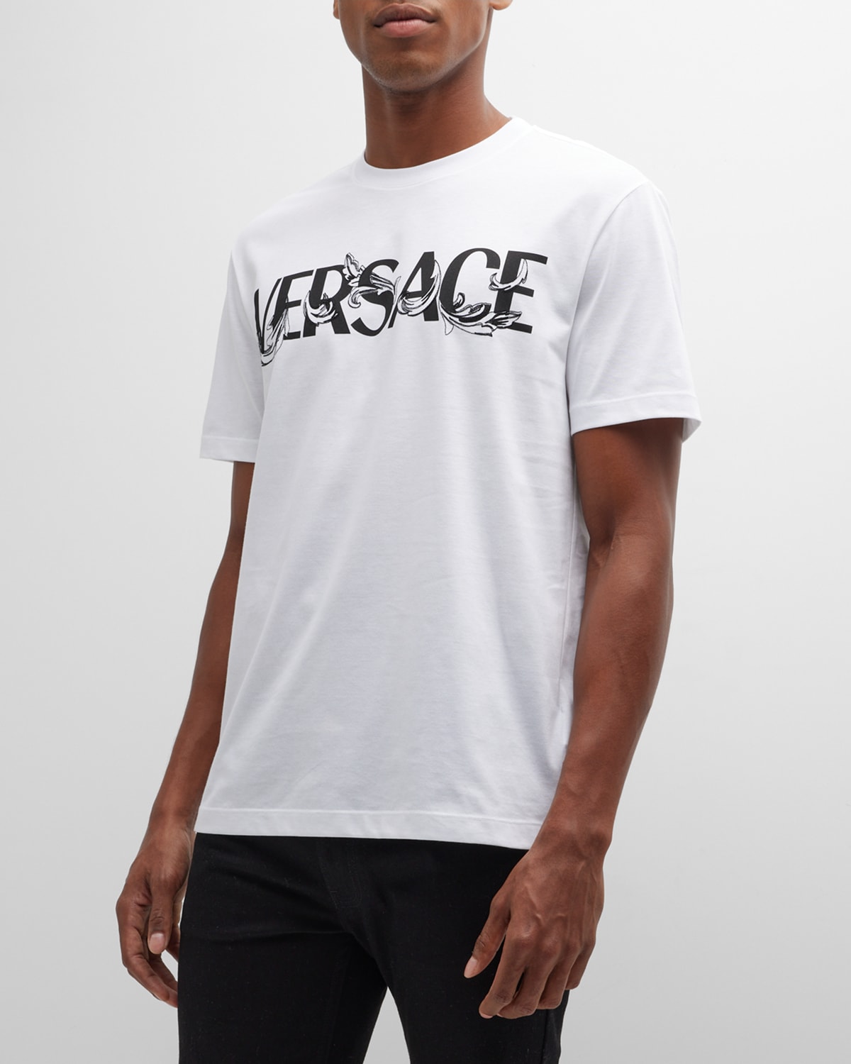 Versace Men's Barocco Logo T-shirt In White