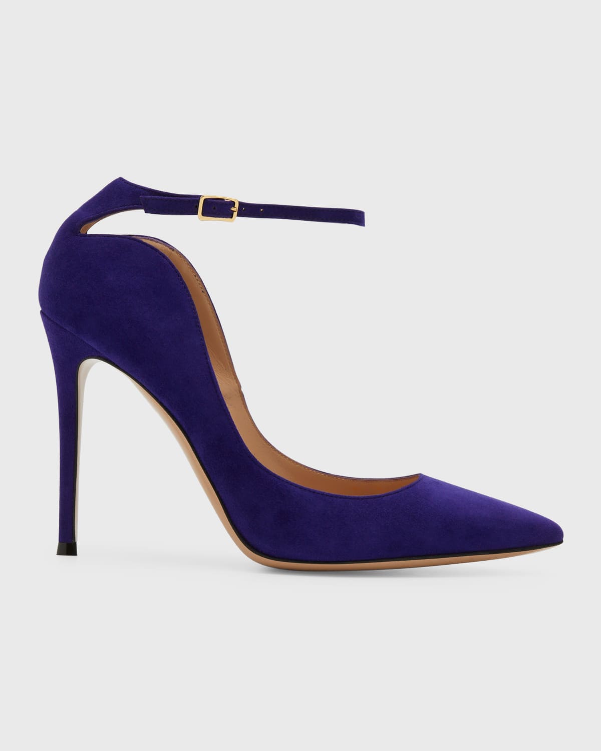 Gianvito Rossi Camoscio Suede Ankle-strap Pumps In Indigo Purple