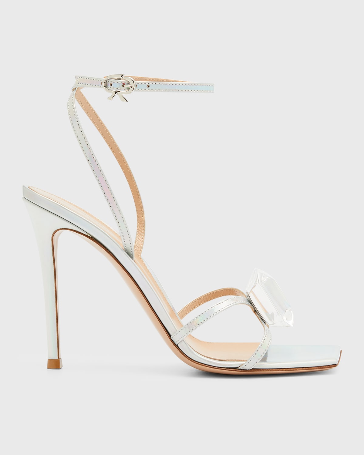 GIANVITO ROSSI JAIPUR METALLIC JEWEL ANKLE-STRAP SANDALS