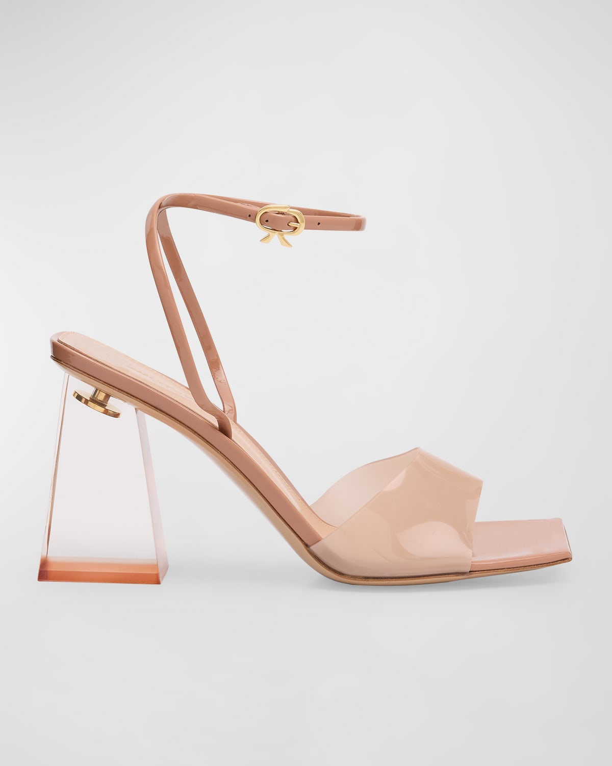 Gianvito Rossi Transparent-heel Ankle-strap Sandals In Praline