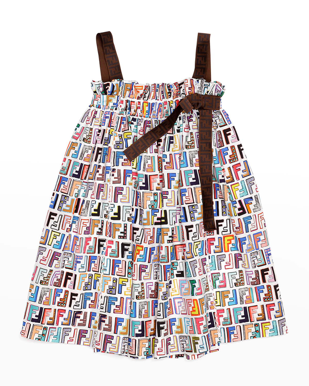 Fendi Kids' Girl's Multicolor Monogram Dress In F0w0h Print