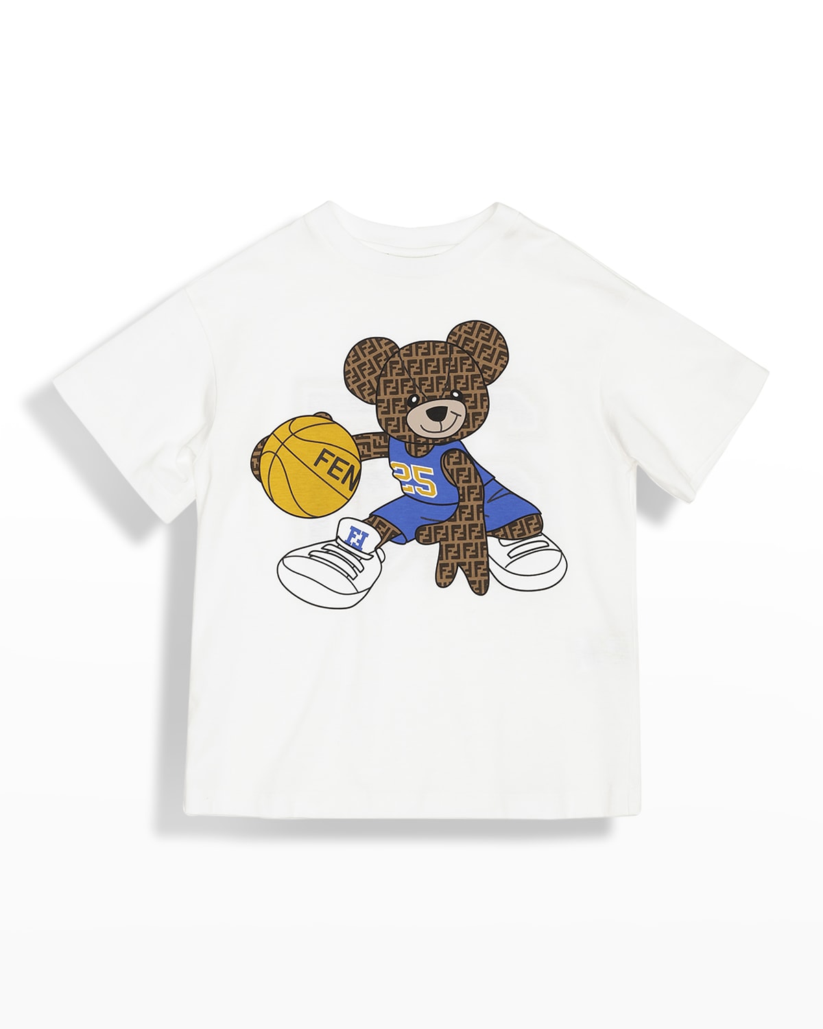 Fendi Kids' Boy's Ff Basketball Bear Graphic T-shirt In White