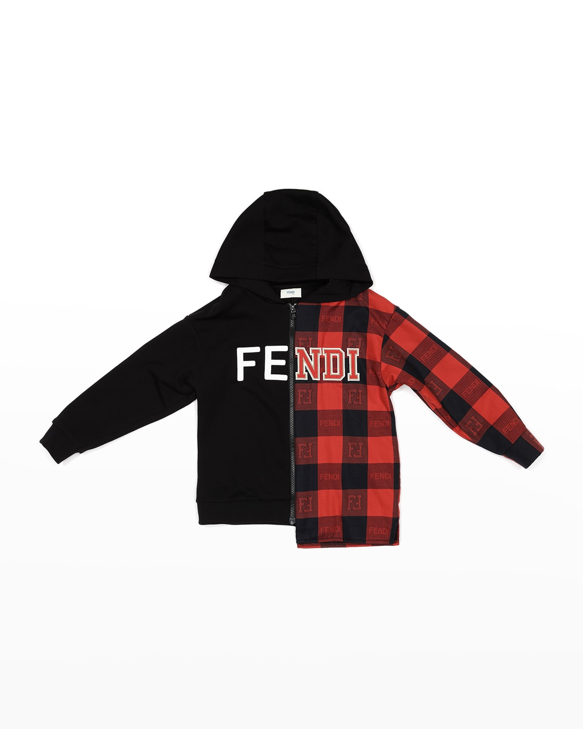 FENDI BOY'S LOGO-PRINT COMBO HOODIE