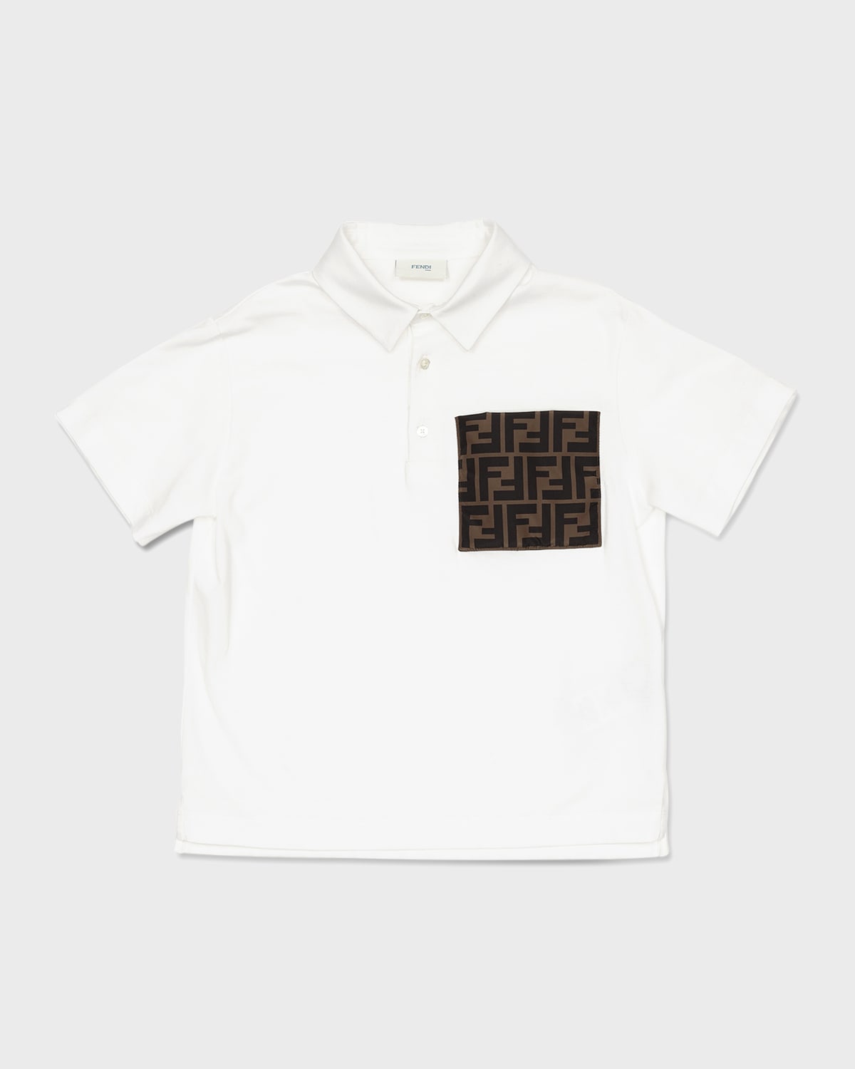 Shop Fendi Boy's Ff Logo Polo Shirt In White