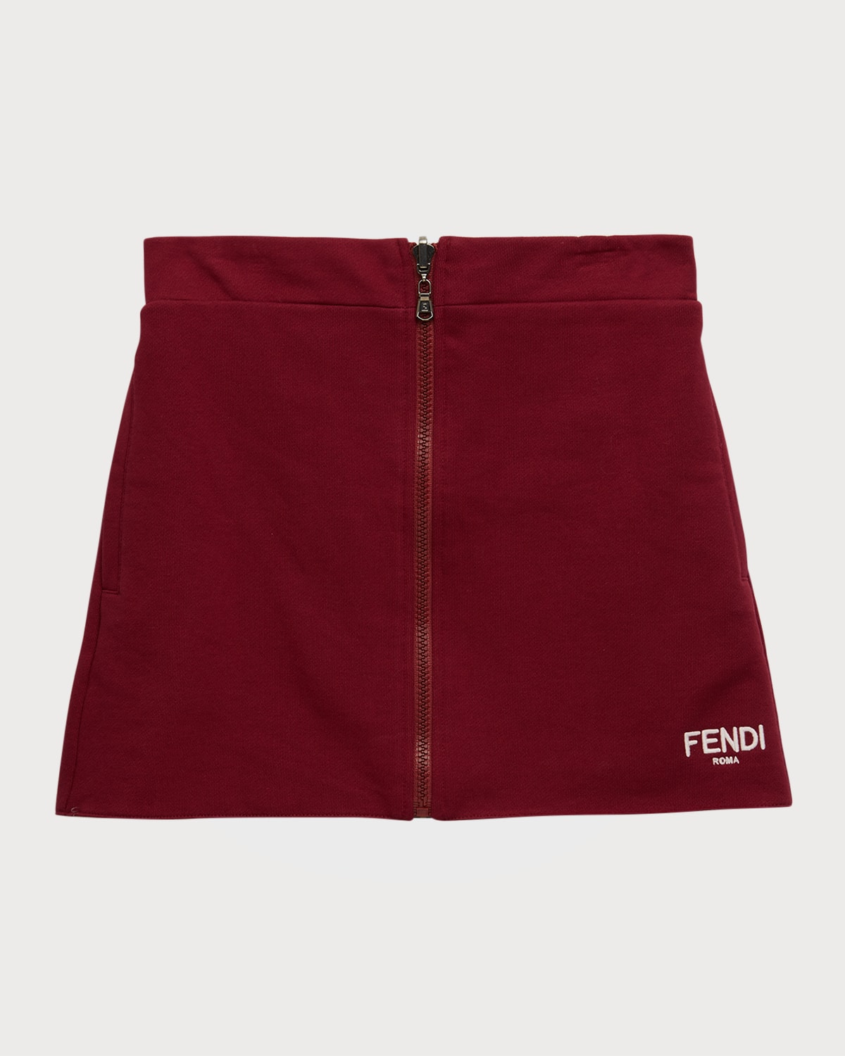 Fendi Kids' Girl's Reversible Logo Text/monogram-print Skirt In Brown