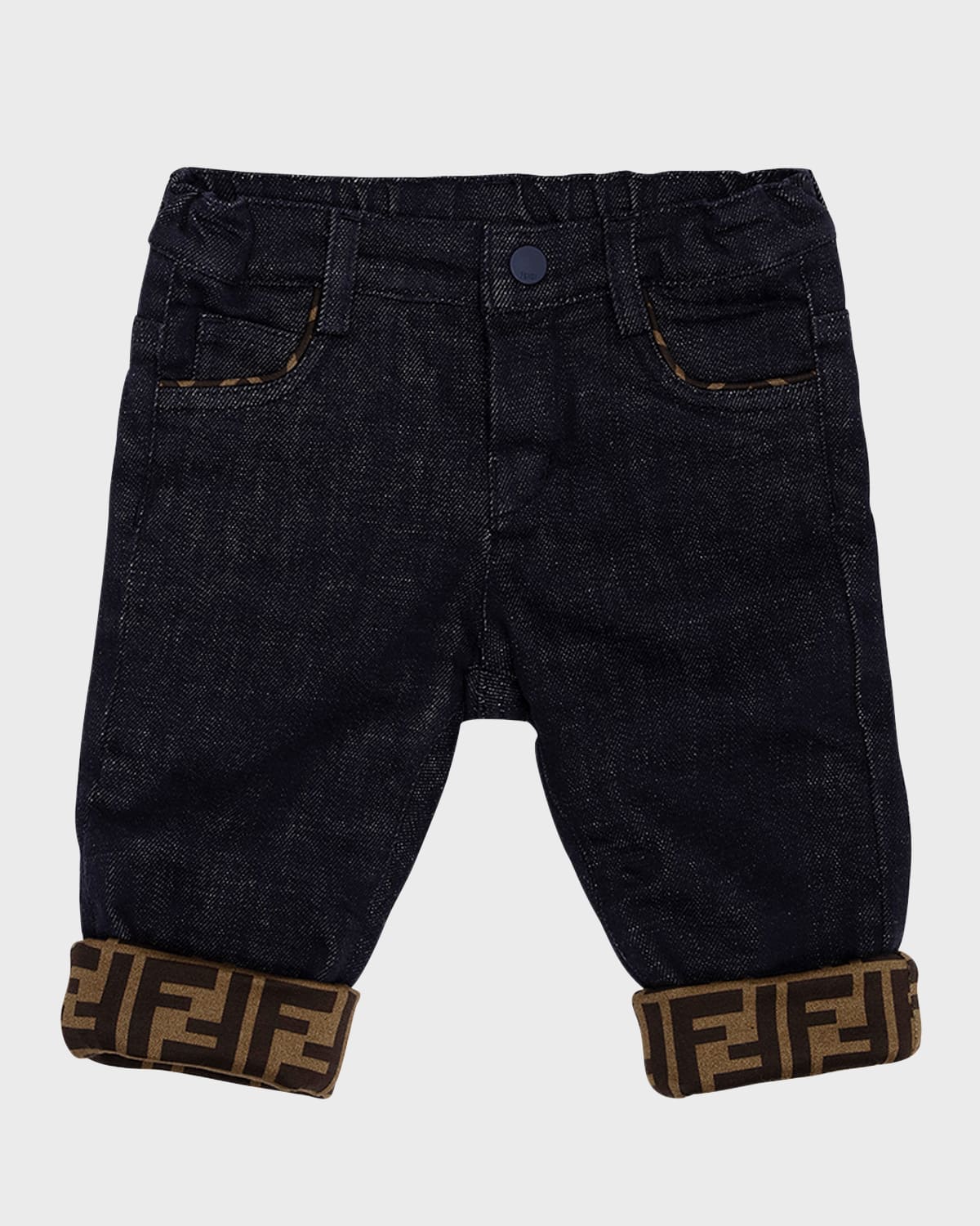 Fendi Kids' Navy-blue Denim Baby Trousers