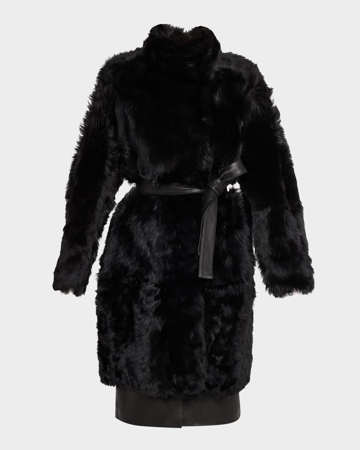 Yves Salomon Toscana Shearling Lamb Coat In Black