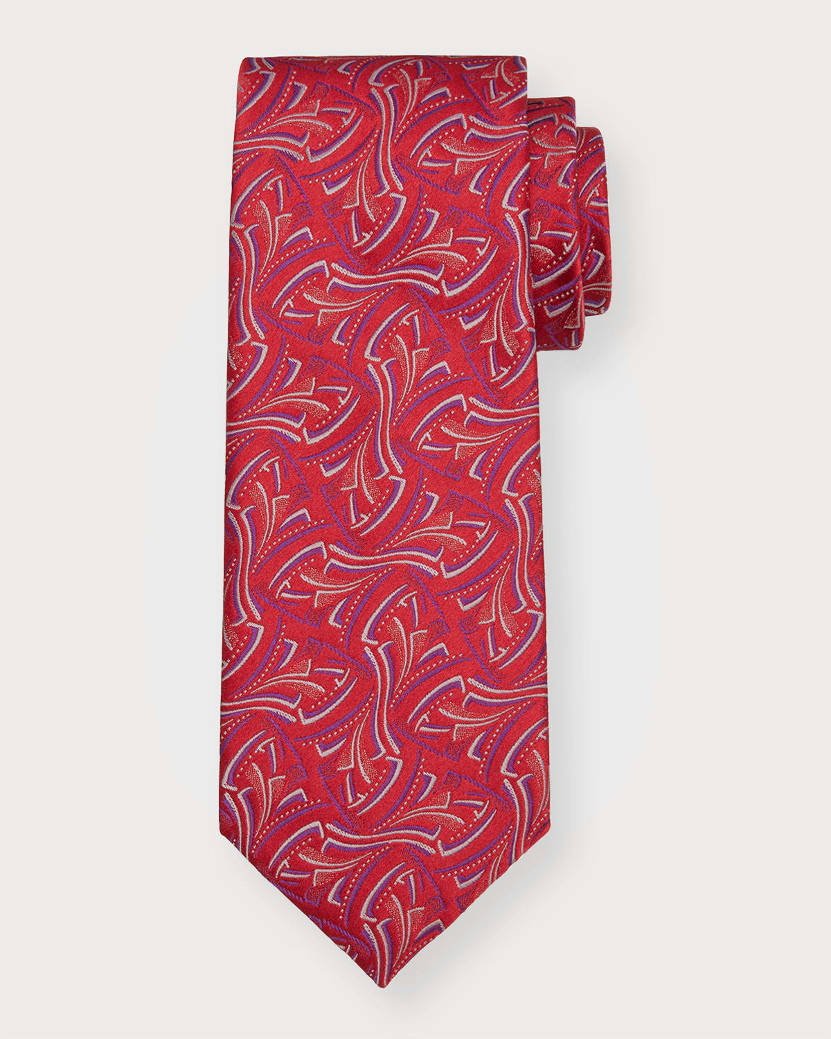 Charvet Men's Geometric Jacquard Silk Tie In Pink