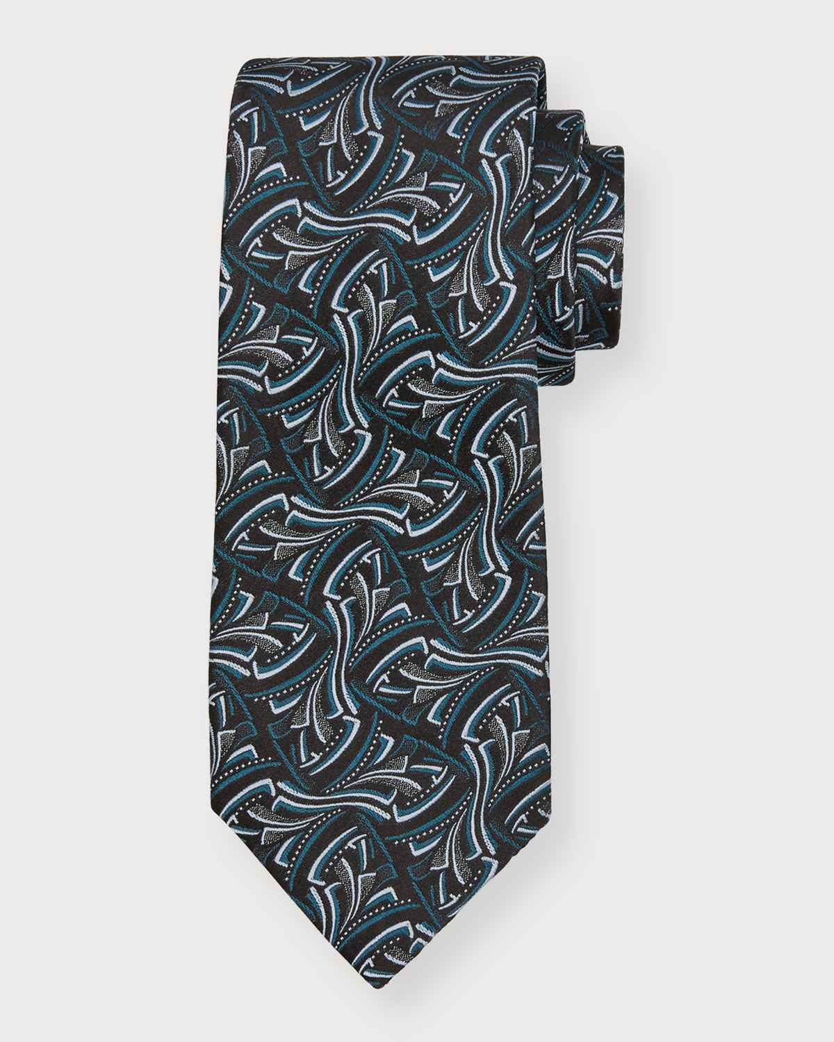 Charvet Men's Geometric Jacquard Silk Tie In Black