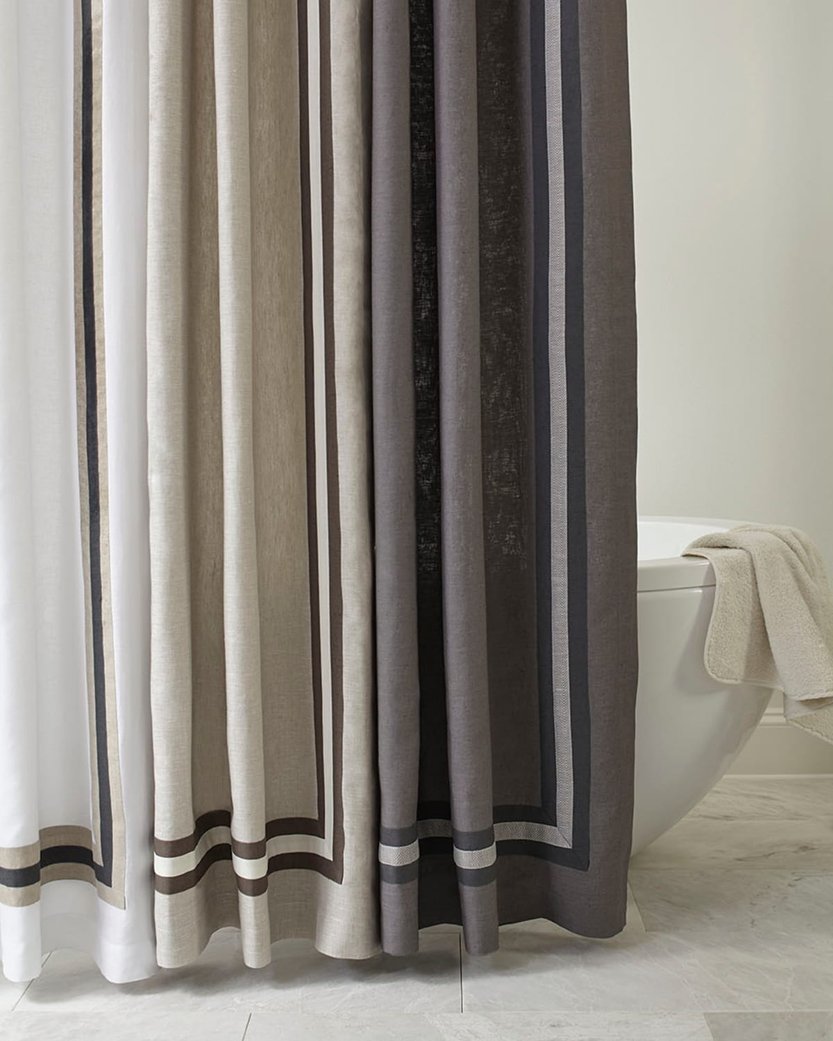 Home Treasures Torino Linen Shower Curtain, 72x72 In White/dknat/g.dow