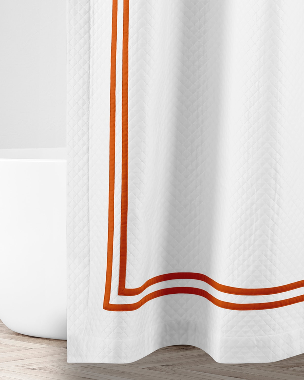 Home Treasures Ribbons Diamante Shower Curtain, 72x72 In White/clementine