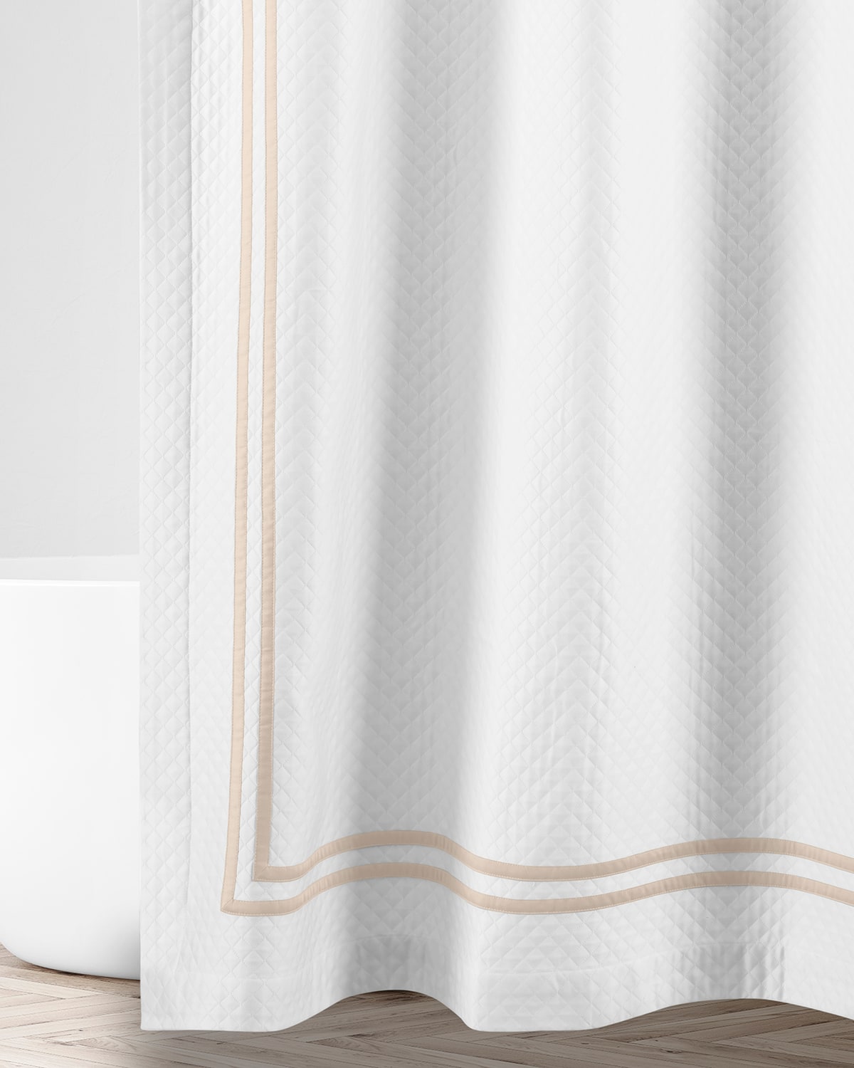 Home Treasures Ribbons Diamante Shower Curtain, 72x72 In White/caramel