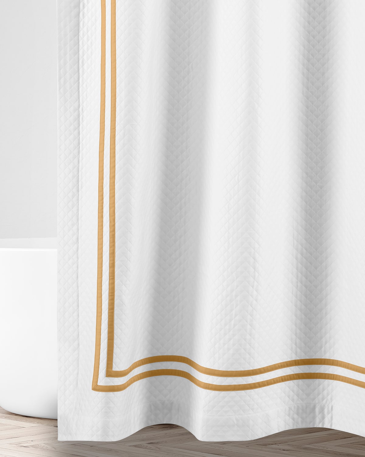 Home Treasures Ribbons Diamante Shower Curtain, 72x72 In White/gold