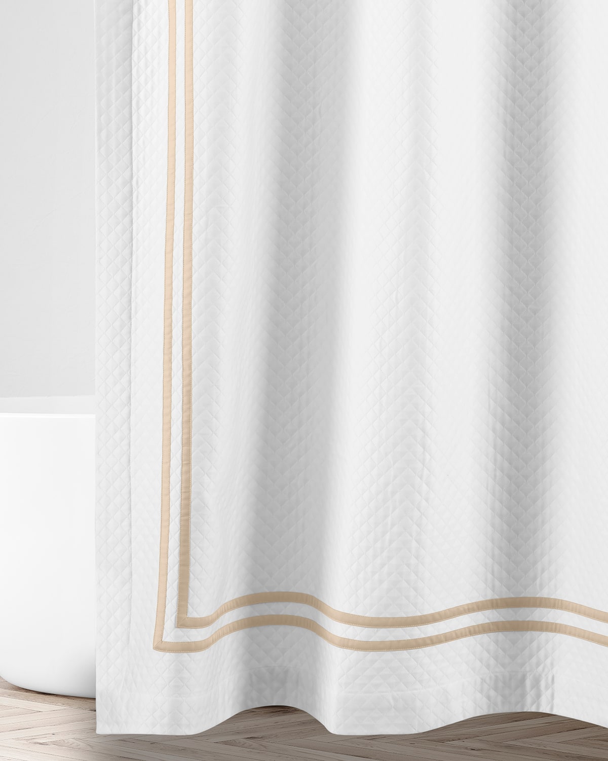 Home Treasures Ribbons Diamante Shower Curtain, 72x72 In White/ecru