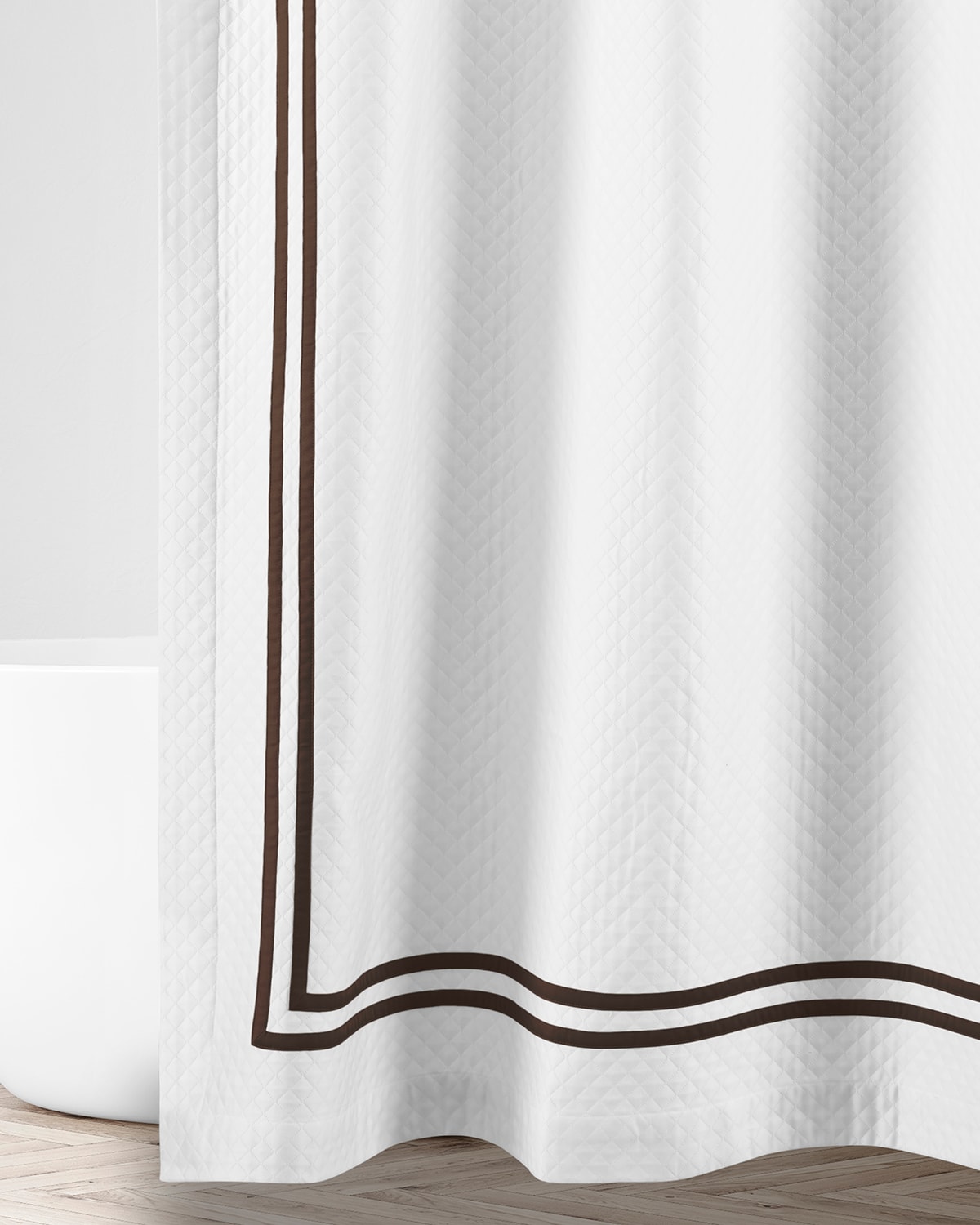 Home Treasures Ribbons Diamante Shower Curtain, 72x72 In White/chocolate