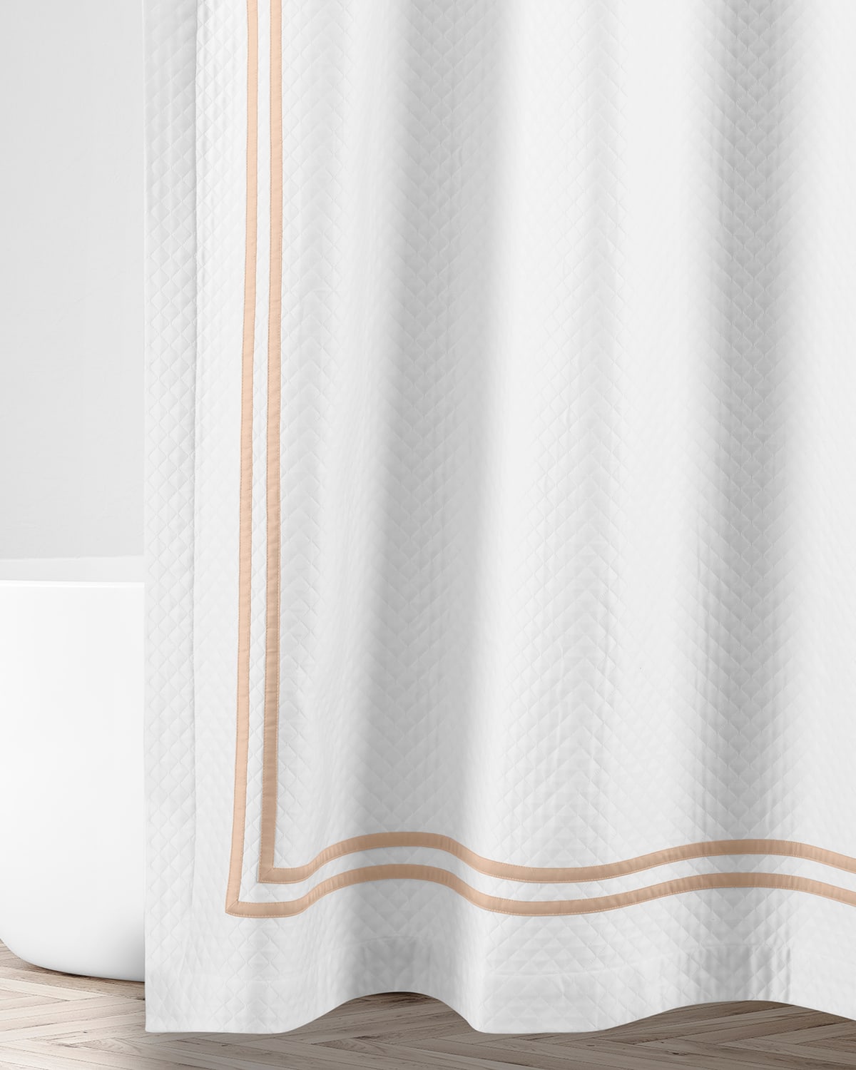Home Treasures Ribbons Diamante Shower Curtain, 72x72 In White/blush