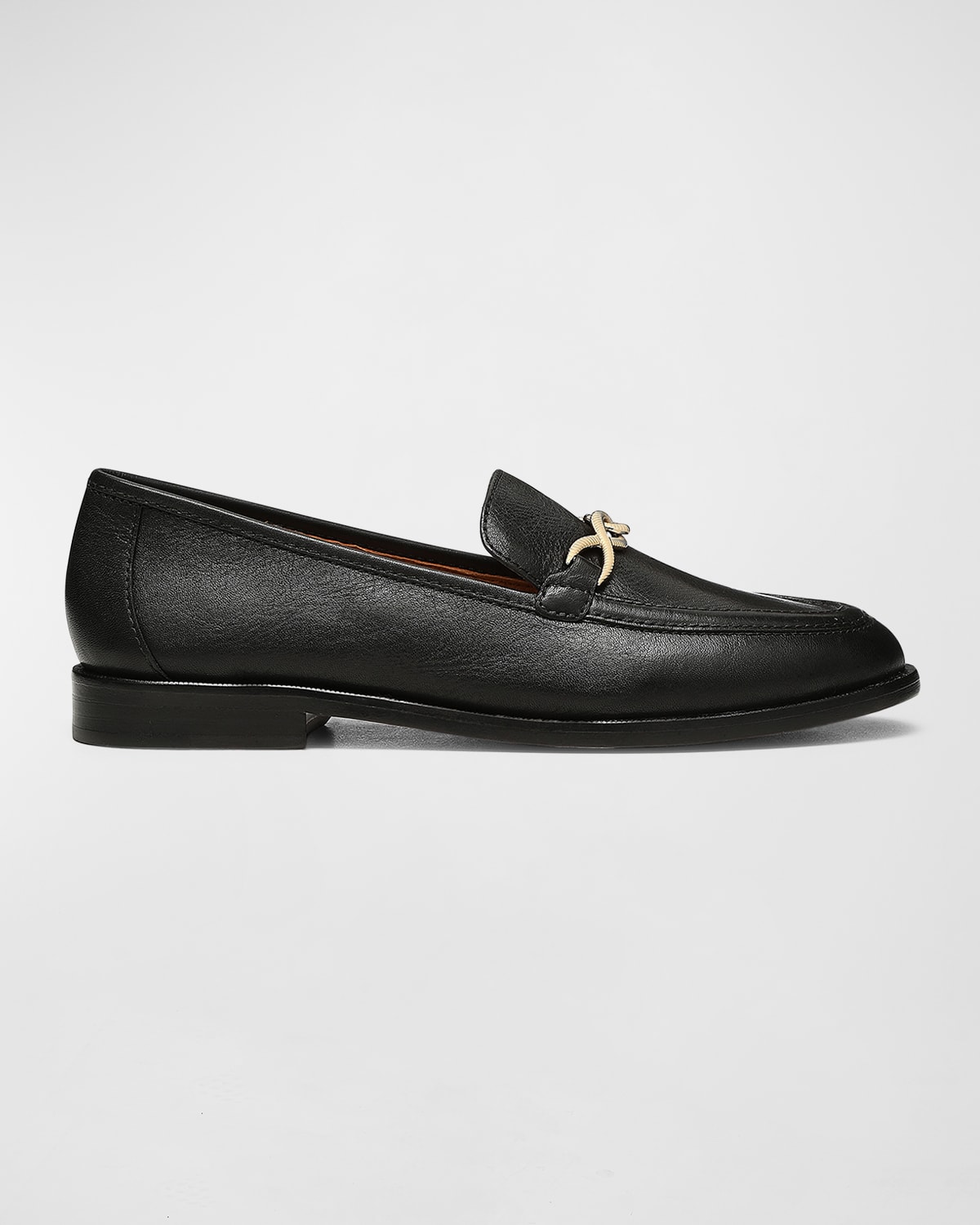 Leather Chain Flat Loafers