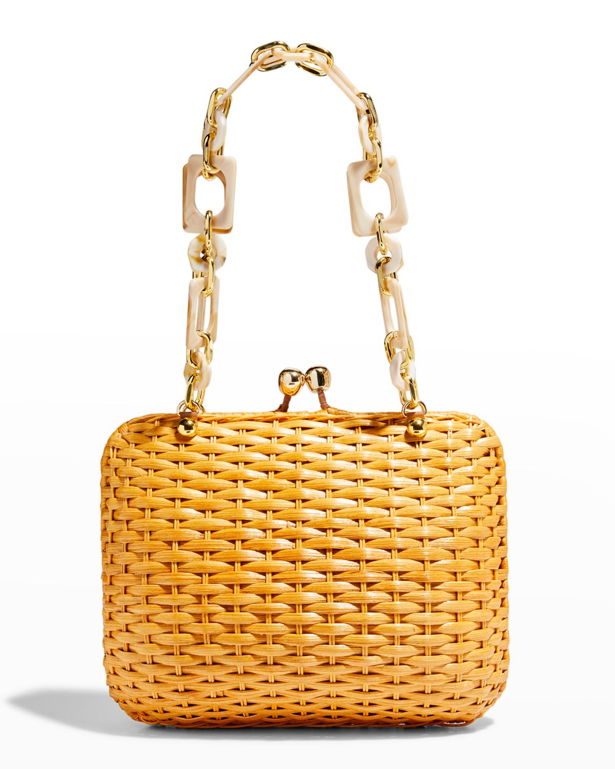 Serpui Gisele Wicker Chain Clutch Bag In Light Honey | ModeSens