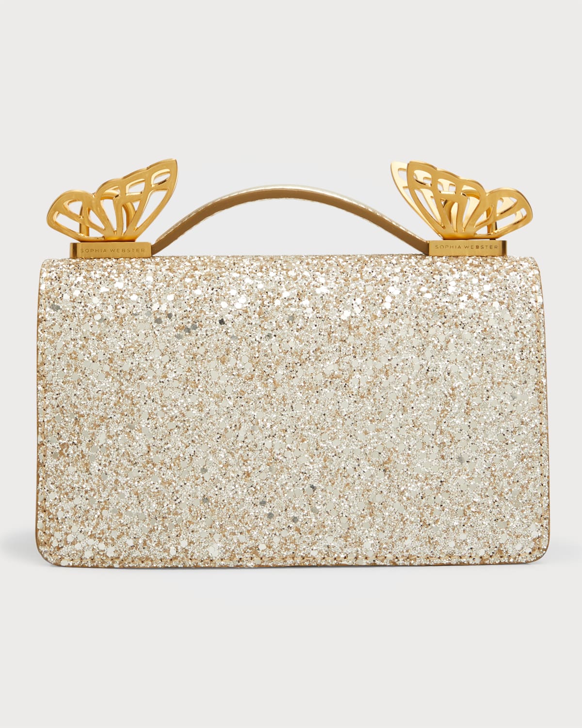 Sophia Webster Mariposa Mini Glitter Top-handle Bag In Champagne Glitter