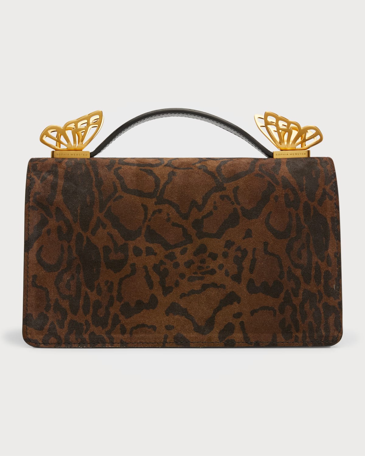 Sophia Webster Mariposa Leopard Suede Top-handle Bag In Black And Leopard