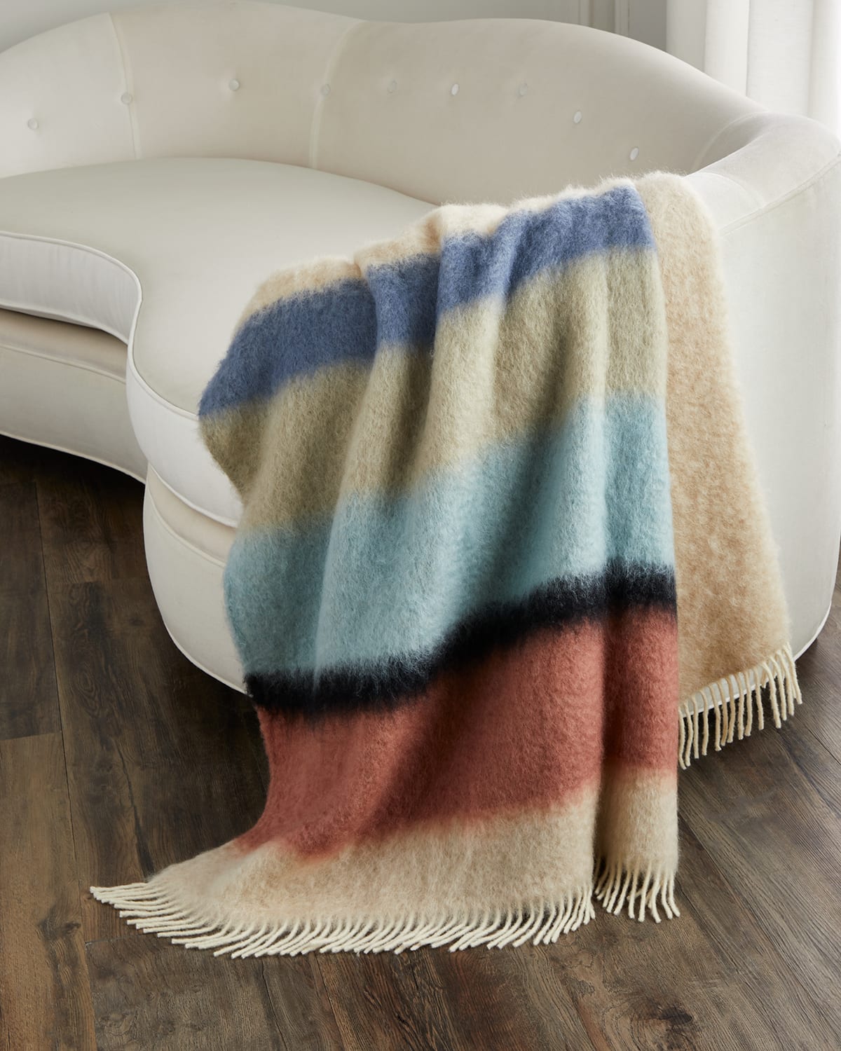 Serenity Striped Mohair-Blend Throw