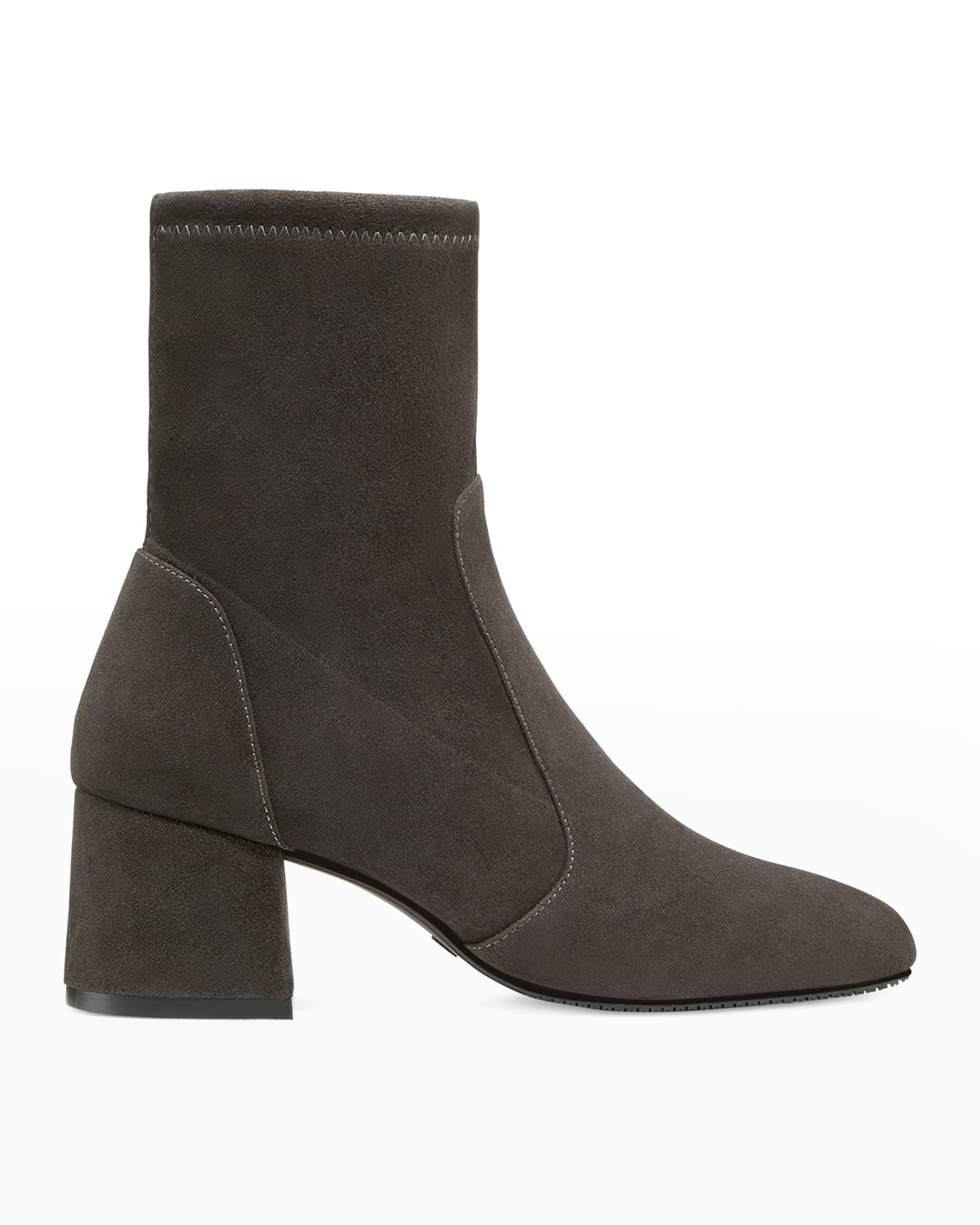 Stuart Weitzman Sleek Suede Sock Booties In Slate