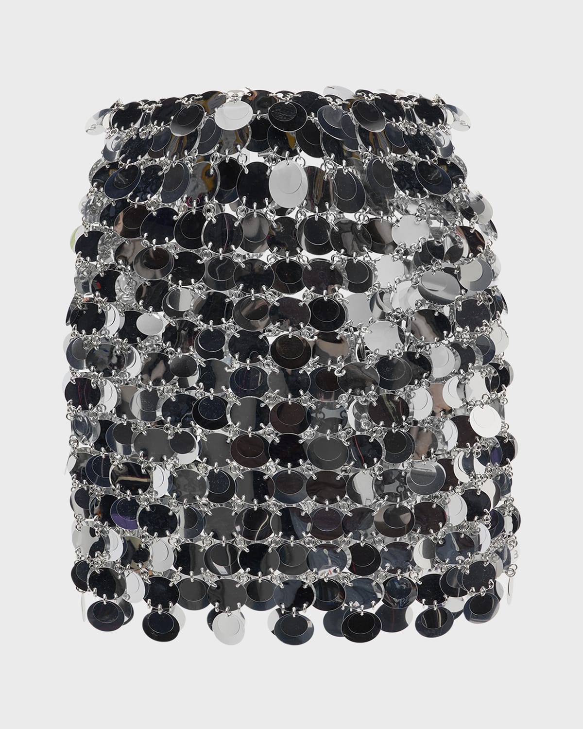 Rabanne Round Sequin Silver Polyester Mini Skirt In Silver