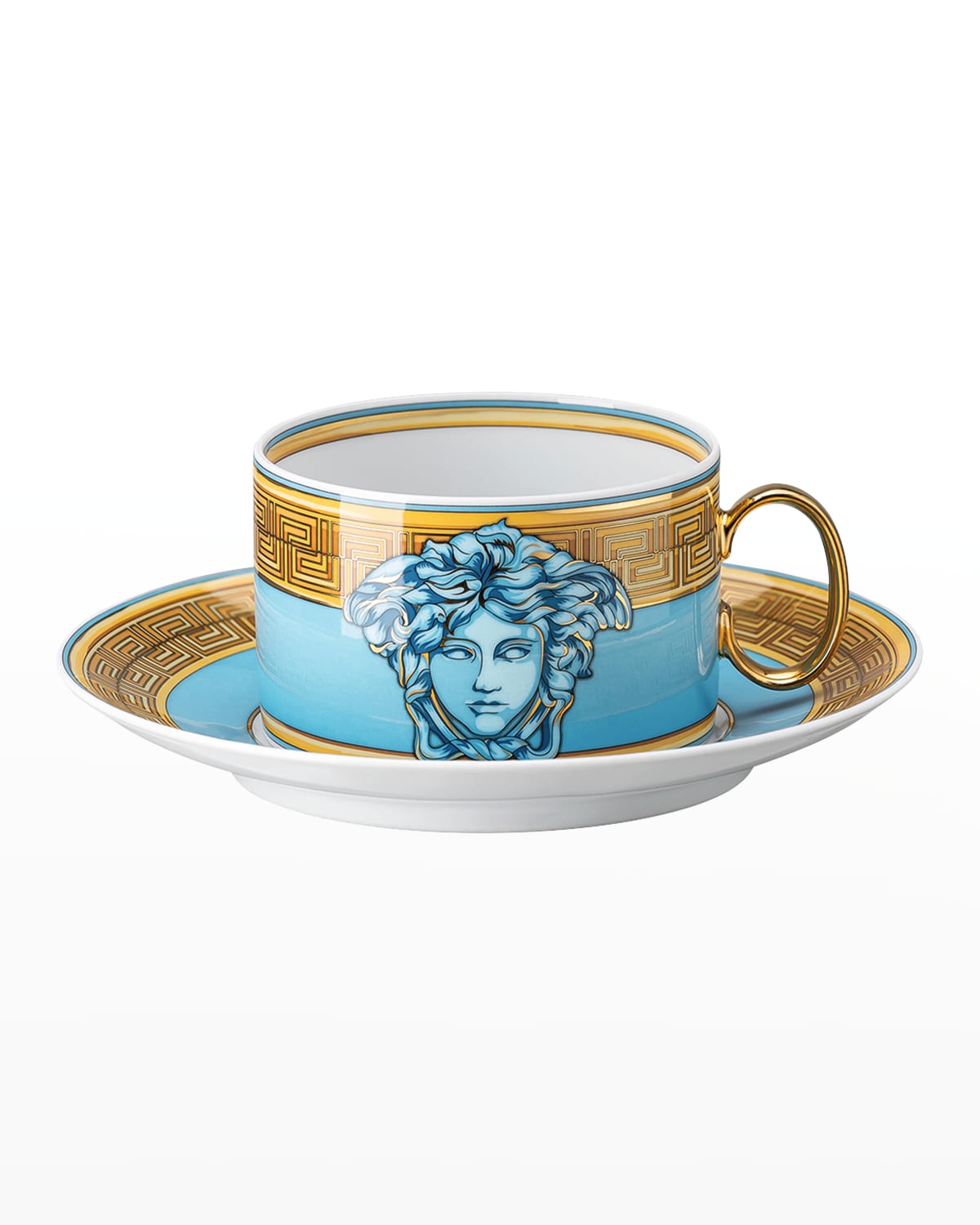 Medusa Amplified Blue Coin Tea Cup and Saucer