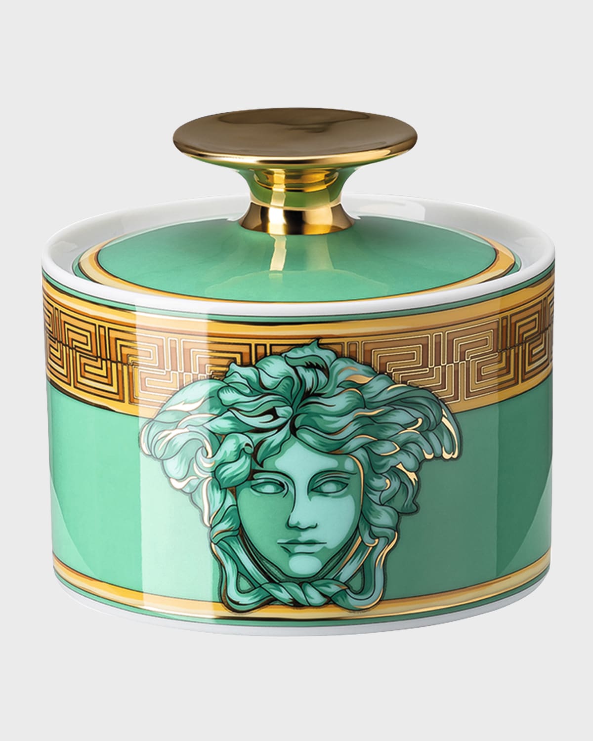 Versace Medusa Amplified Green Coin Covered Sugar Bowl