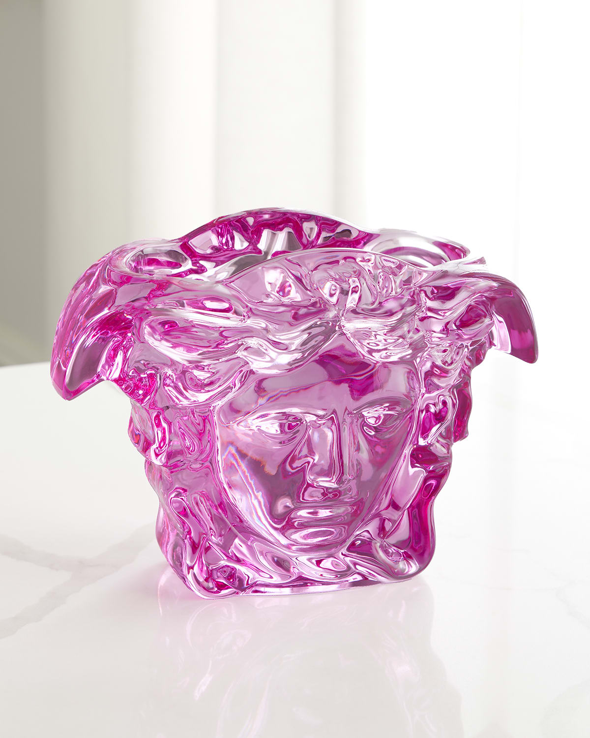 Versace Medusa Grande Pink Crystal Vase - 7.5" In Medusa Grande Pink Crystal