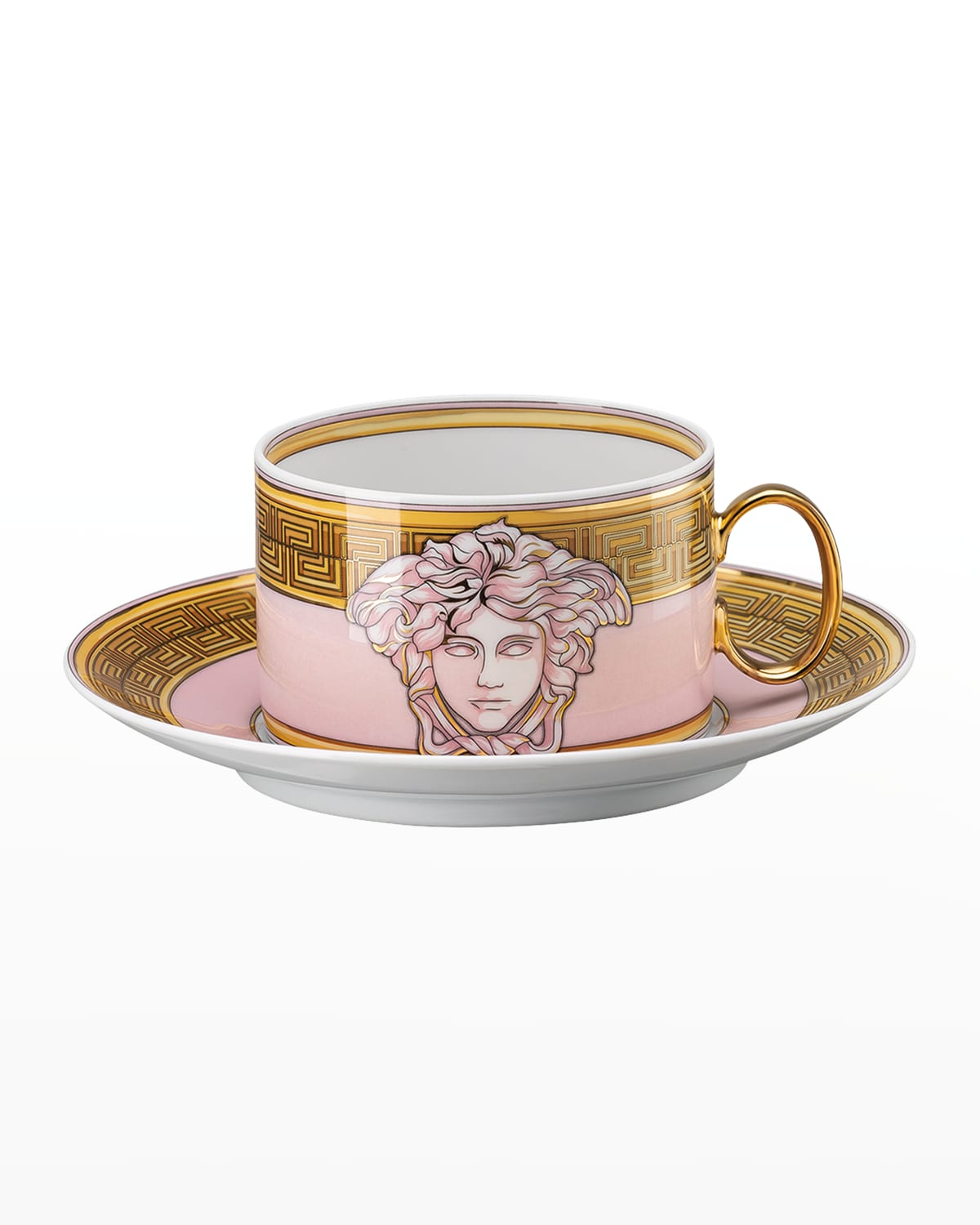 Versace Medusa Amplified Pink Coin Tea Cup And Saucer