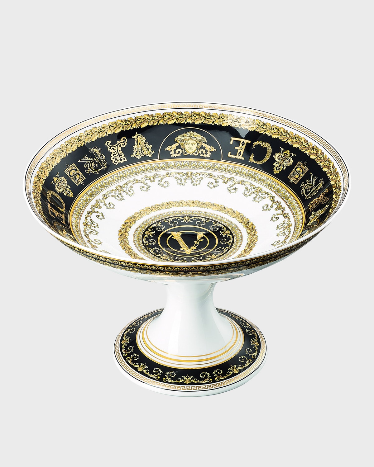 Versace Virtus Gala Footed Bowl In Virtus Gala