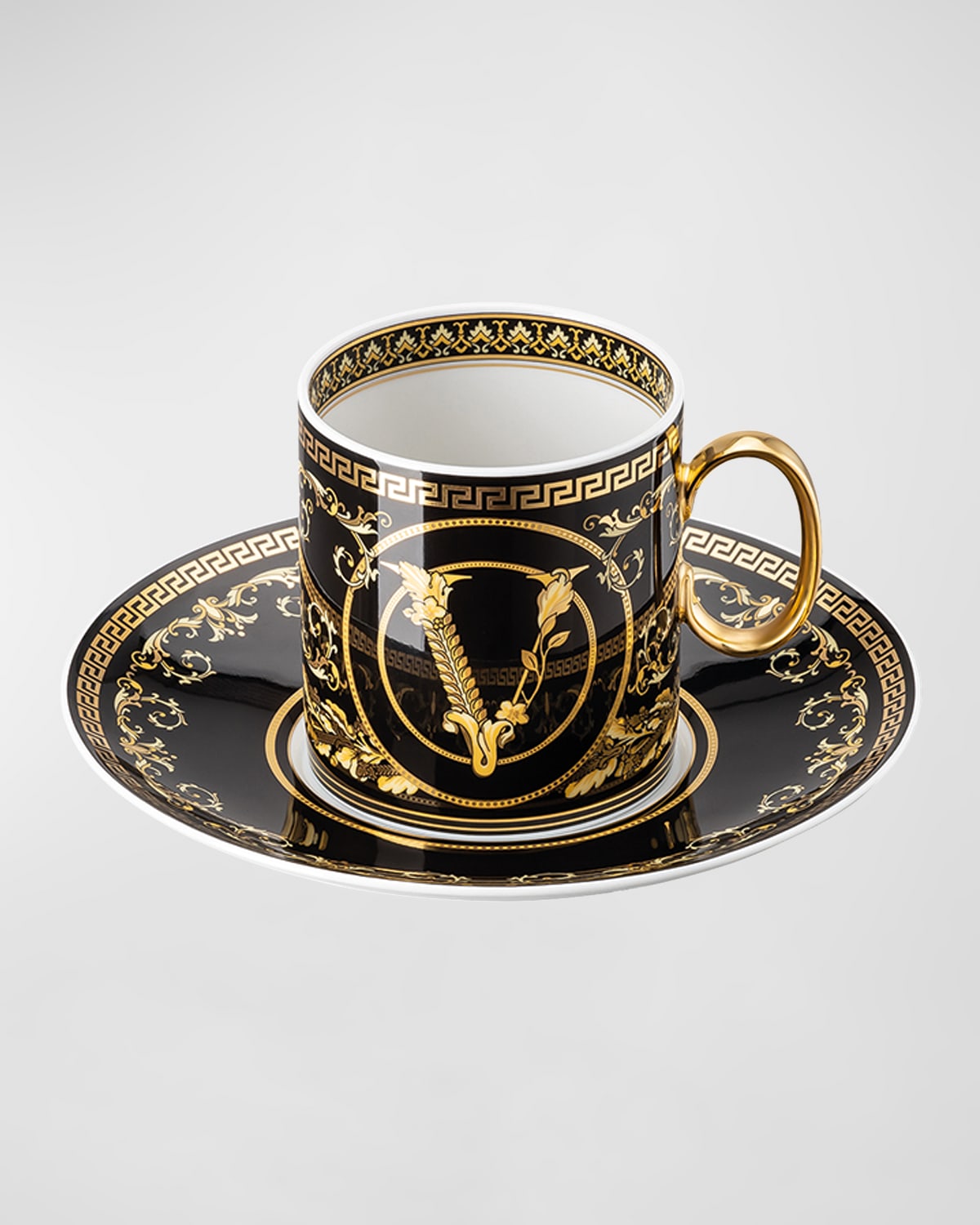 Virtus Gala Black Coffee Cup & Saucer 6"