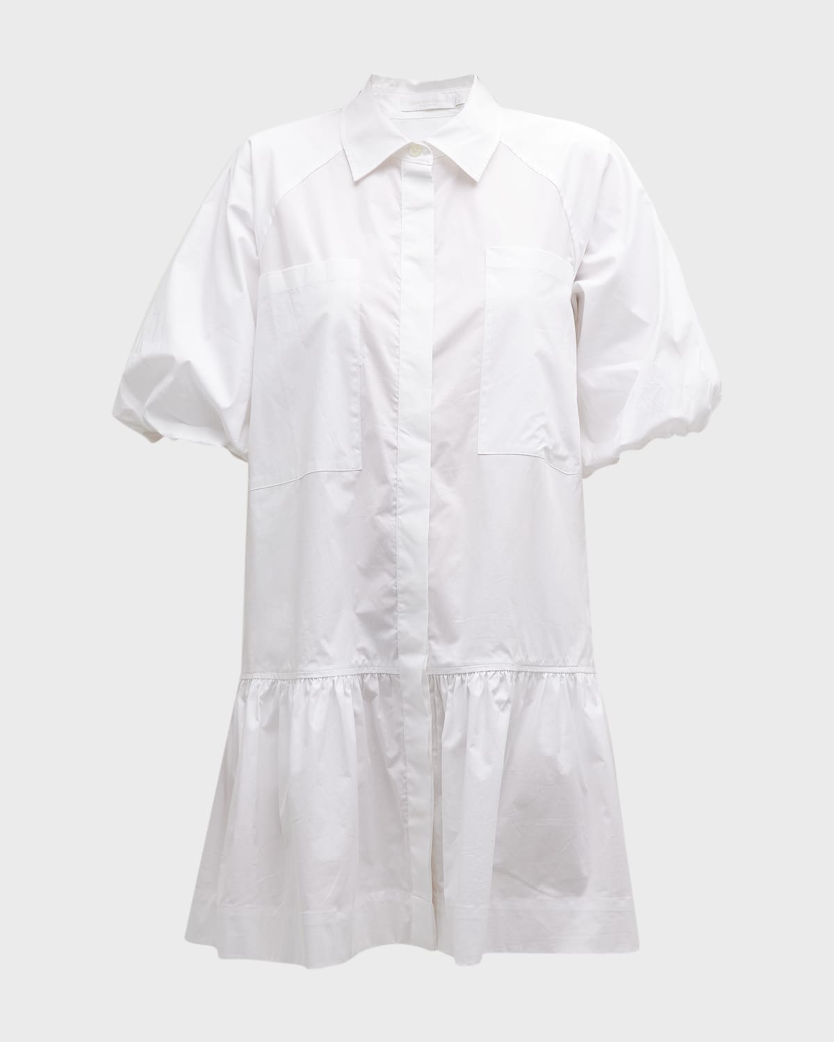 Simkhai Chrissy Puff-sleeve Cotton Poplin Mini Shirtdress In Sand