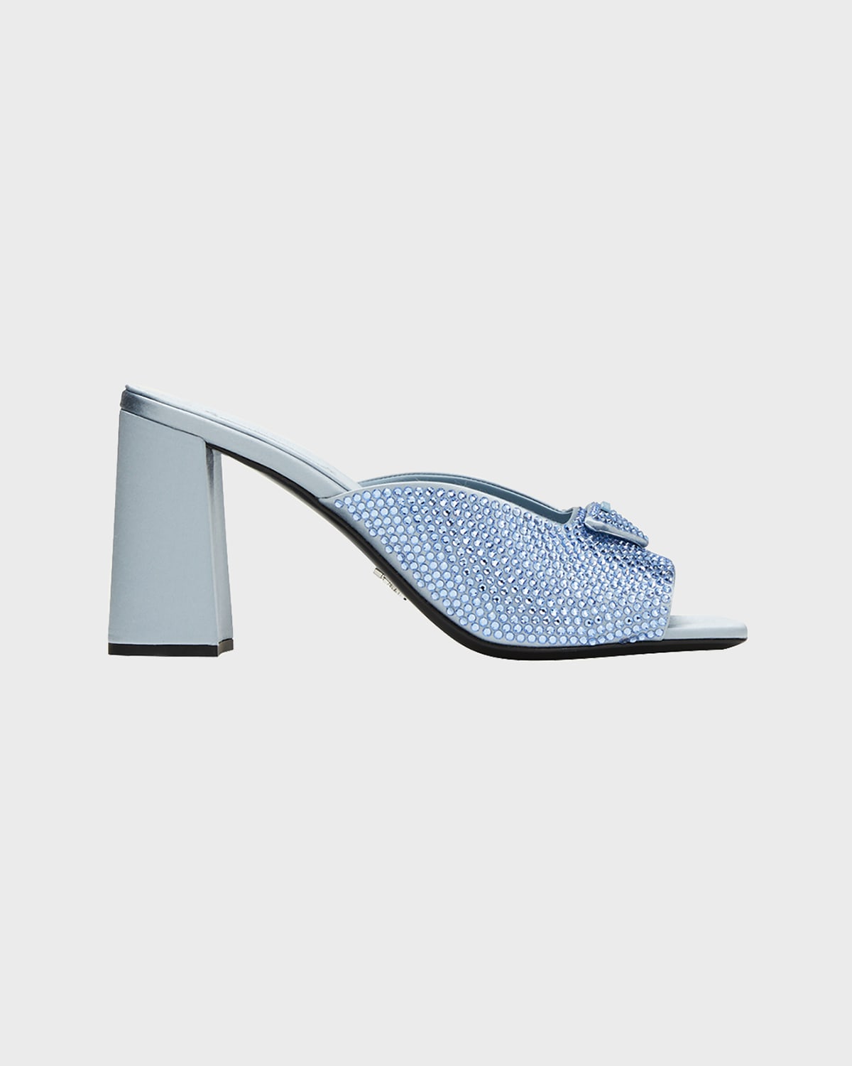 Prada Crystal Silk Logo Mule Sandals Smart Closet