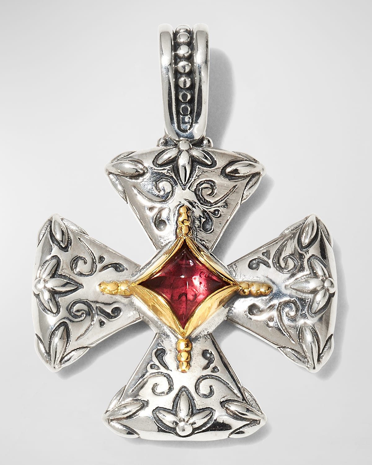 Pink Tourmaline Maltese Cross Pendant