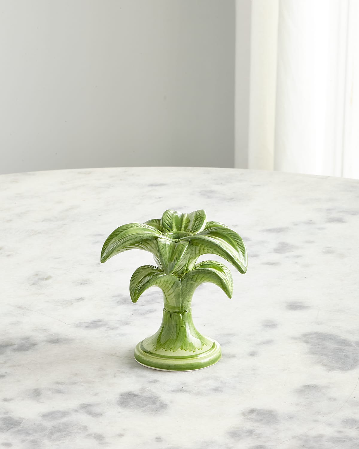 Les Ottomans Palm Candle Holder, Green - 5.3"