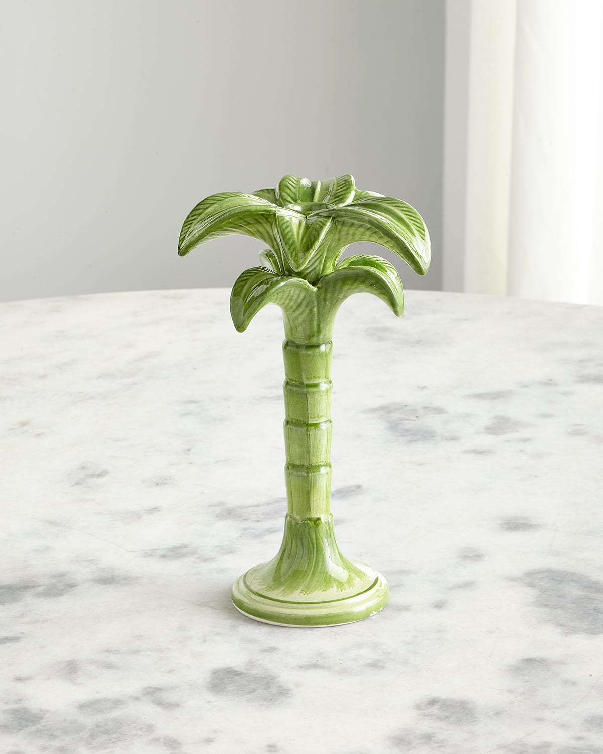 Les Ottomans Palm Candle Holder, Green - 9.8"